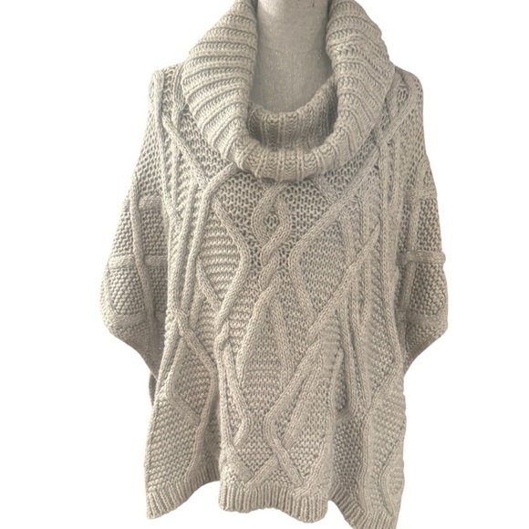 lovestitch Sweaters - Lovestitch grey knit Cowl Neck Sweater poncho.